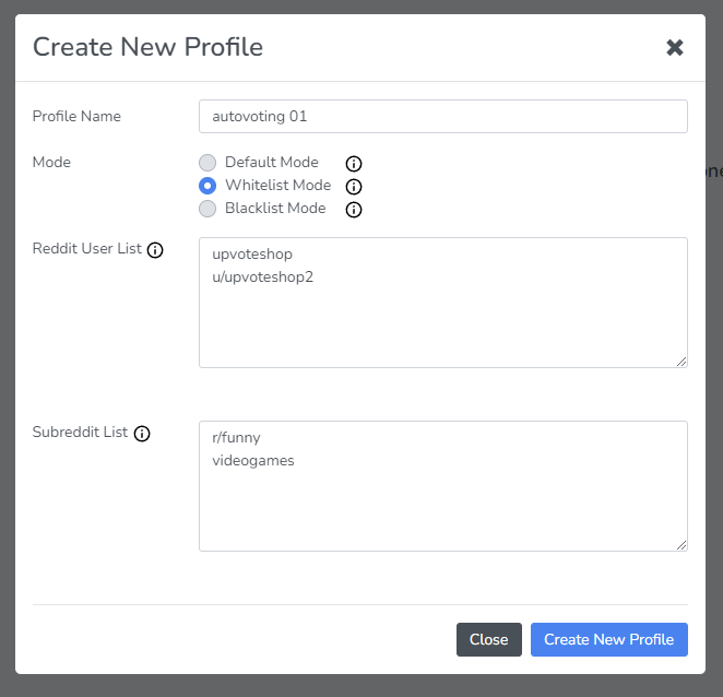 create new auto vote profile