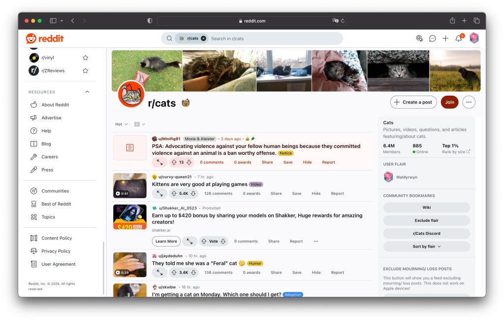 subreddit rcats screenshot