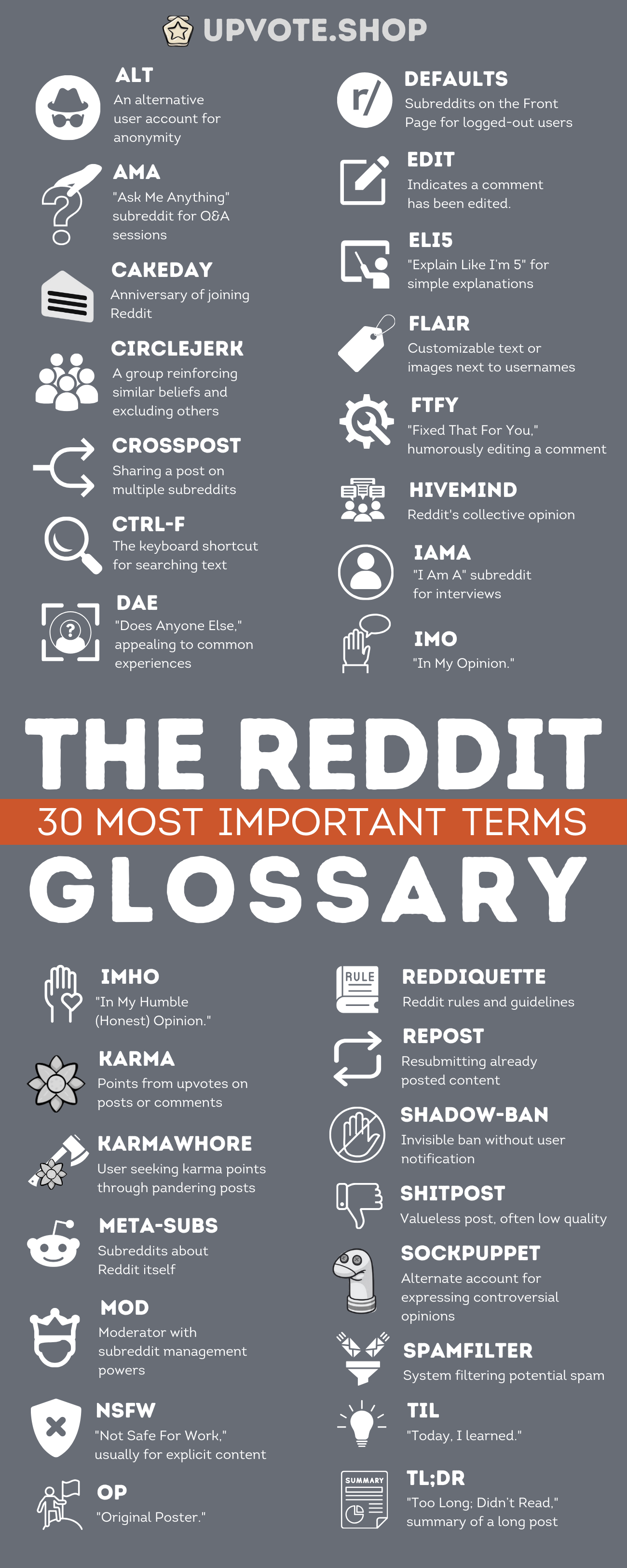 Reddit Glossary List Infographic